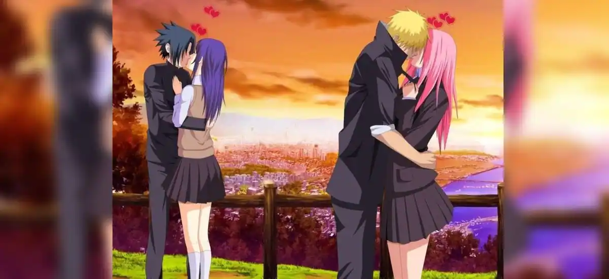 Naruto and Sasuke kissing
