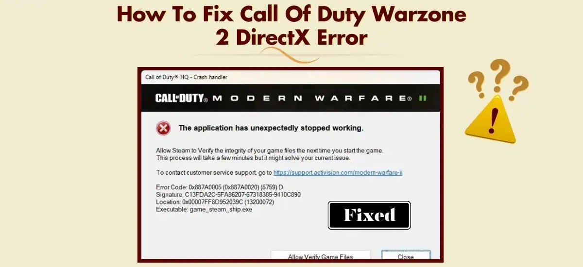 How To Fix Call Of Duty Warzone 2 DirectX Error