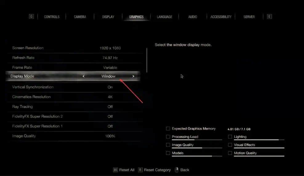 Change other in-game settings