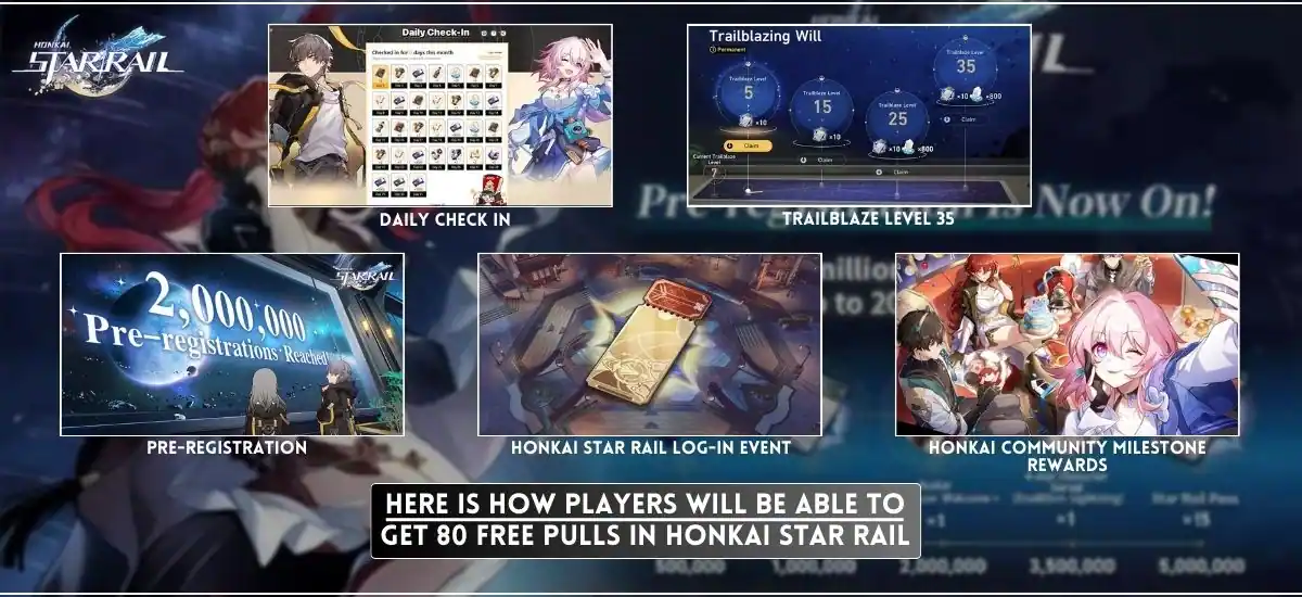 how to get 80 free pulls in Honkai Star Rail